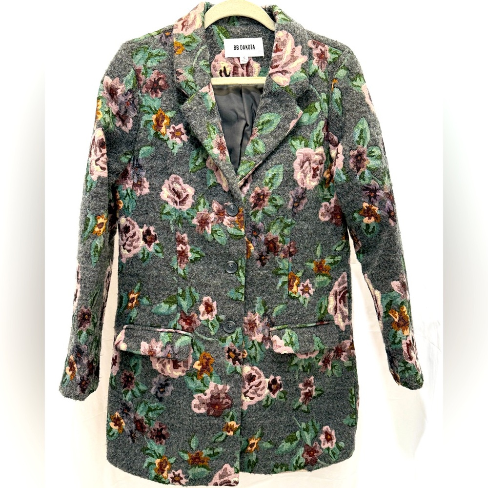 BB DAKOTA Boho Revival Wool blend Floral Coat Whimsy Fairycore Western Small